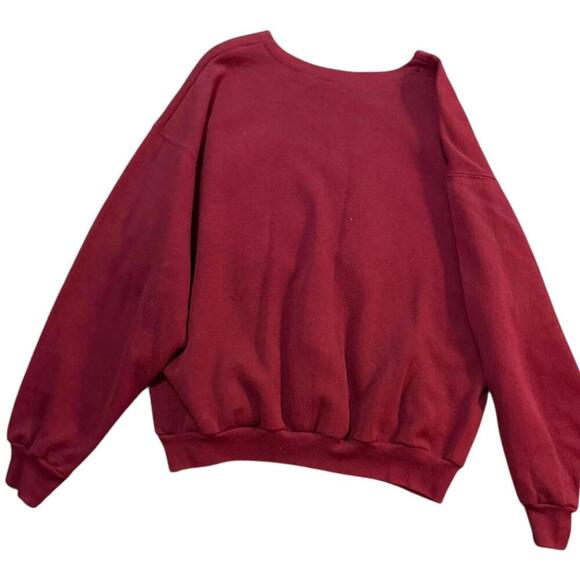 Vintage Burgundy Floral Leaf Embroidered Sweatshirt – Size XL - Picture 3 of 4